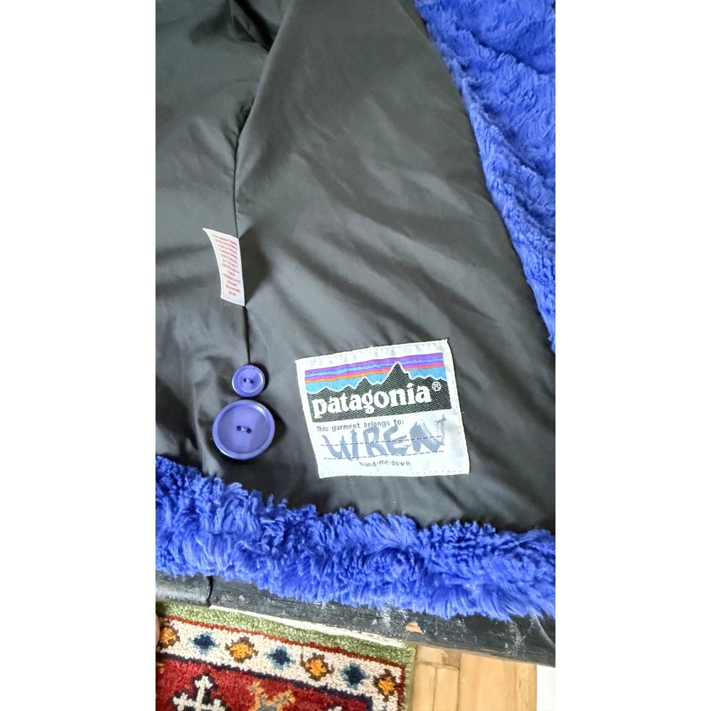 Patagonia Girls Cobalt Blue Faux Fur Coat Jacket XS 5-6 Plush Fleece - Picture 6 of 11